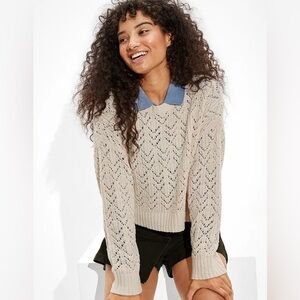 American Eagle cut out sweater with custom pearls Size: S